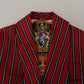 Dolce & Gabbana Red Striped Martini Printed Lining Robe