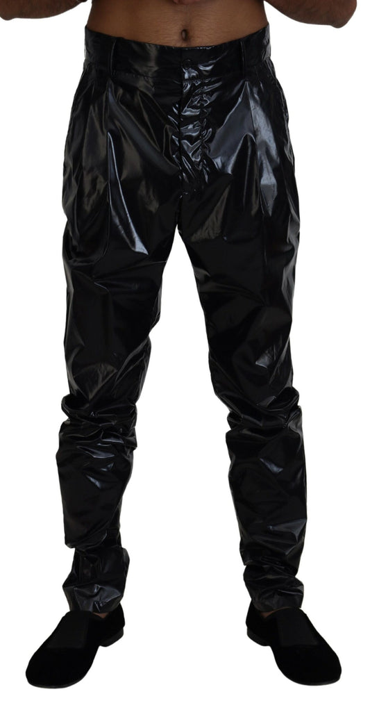 Dolce & Gabbana Black Shining Nylon Skinny Men Pants