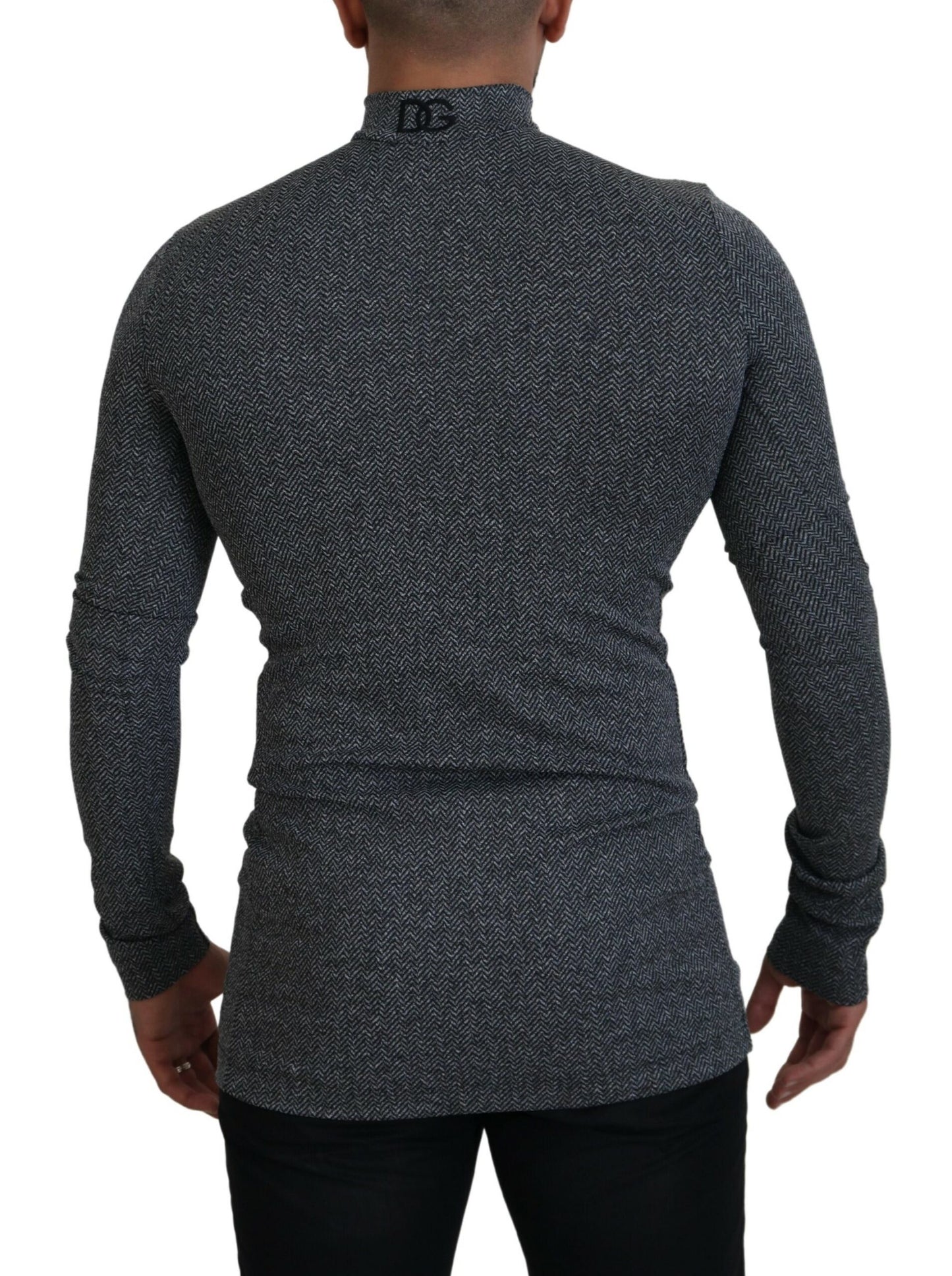 Dolce & Gabbana Dark Gray Nylon Turtleneck Pullover Sweater