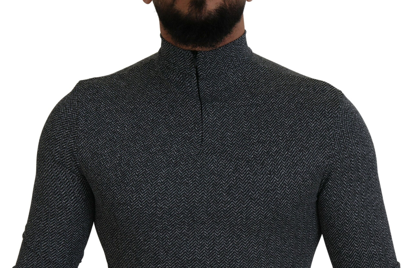 Dolce & Gabbana Dark Gray Nylon Turtleneck Pullover Sweater