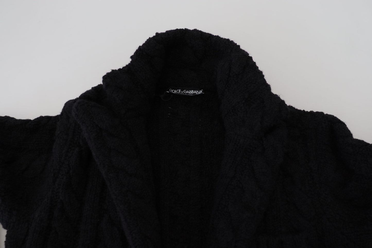 Dolce & Gabbana Black Wool Knit Button Cardigan Sweater