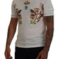 Dolce & Gabbana White Printed Short Sleeves Men T-shirt