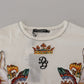 Dolce & Gabbana White Printed Short Sleeves Men T-shirt