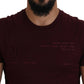 Dolce & Gabbana Maroon Printed Short Sleeves Men T-shirt