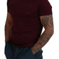 Dolce & Gabbana Maroon Printed Short Sleeves Men T-shirt