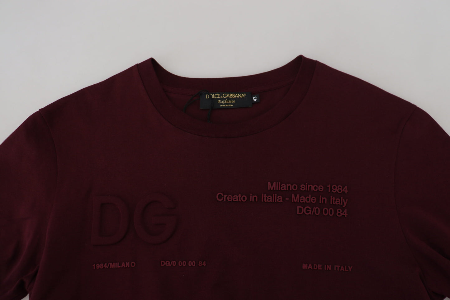 Dolce & Gabbana Maroon Printed Short Sleeves Men T-shirt