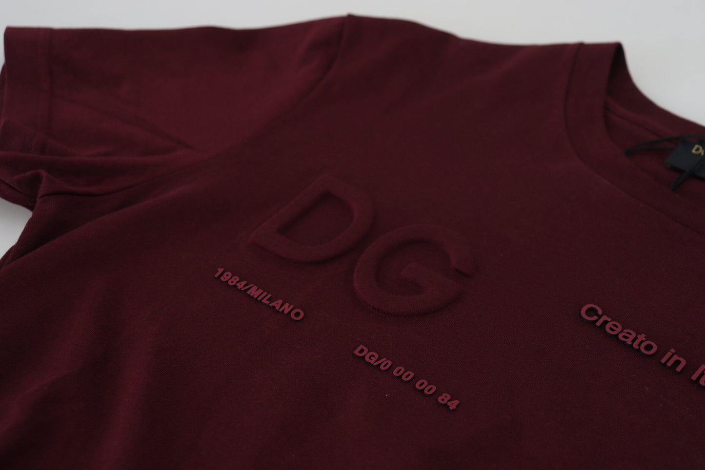 Dolce & Gabbana Maroon Printed Short Sleeves Men T-shirt