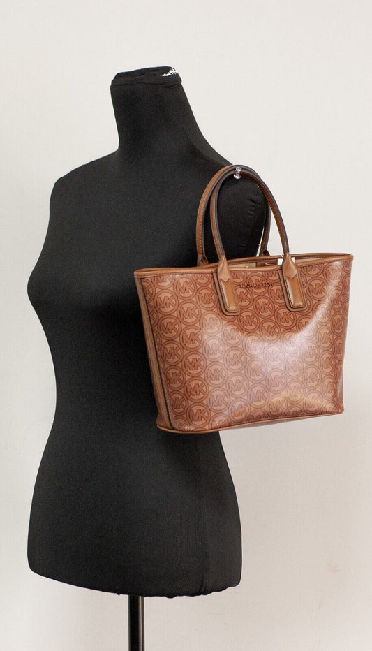 Michael Kors Luggage Brown Jodie Small Jacquard Tote Handbag