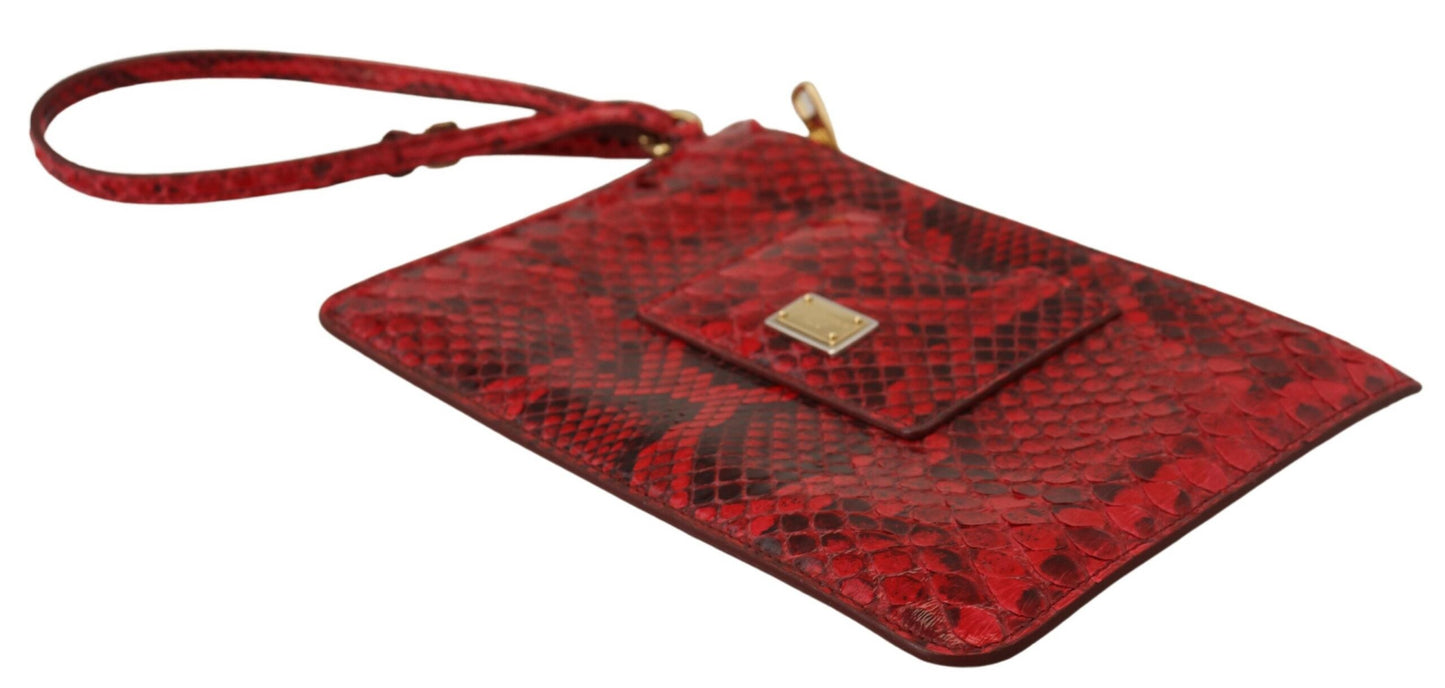 Dolce & Gabbana Red Leather Ayers Clutch Purse Wristlet Hand