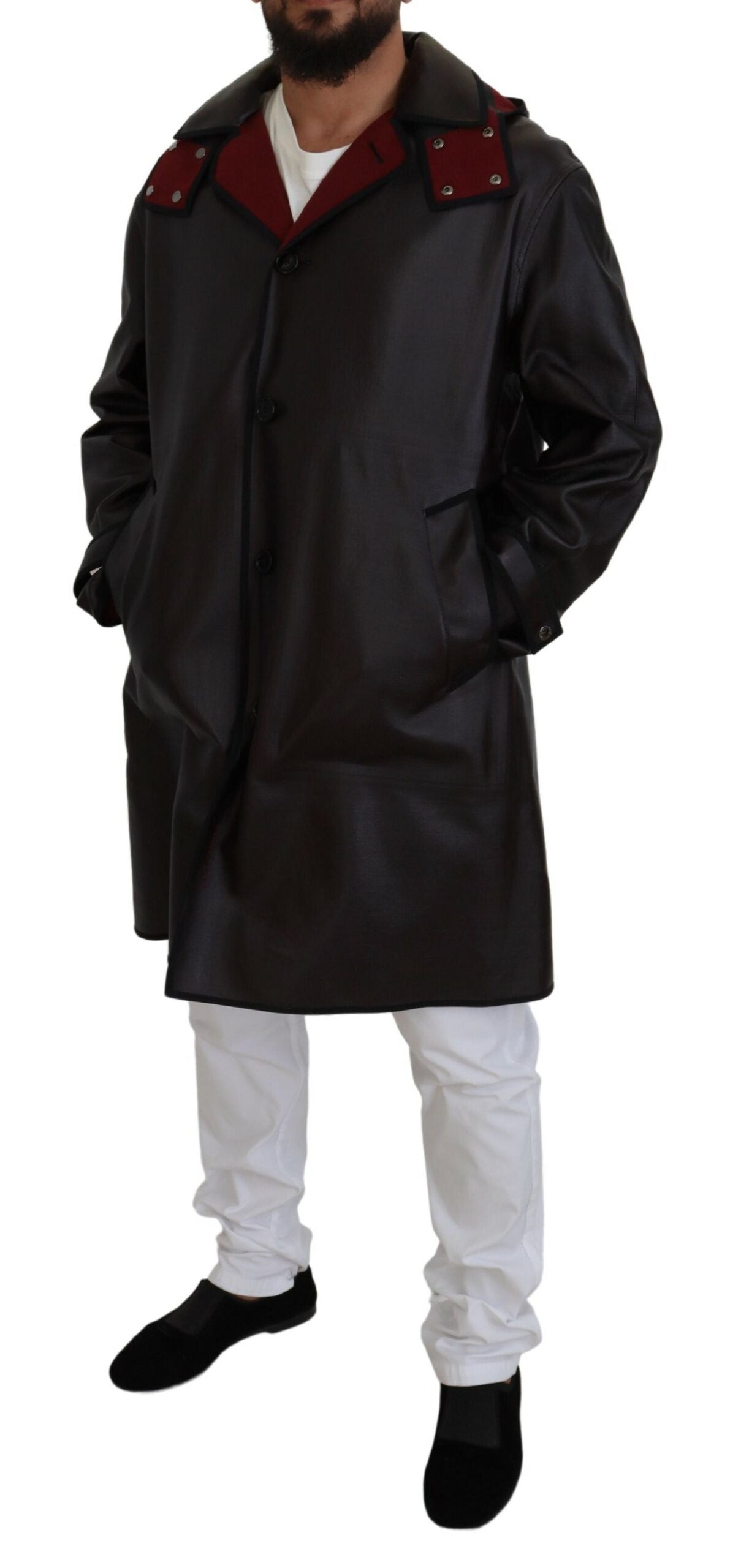 Dolce & Gabbana Black Trench Hooded Parka Cotton Jacket