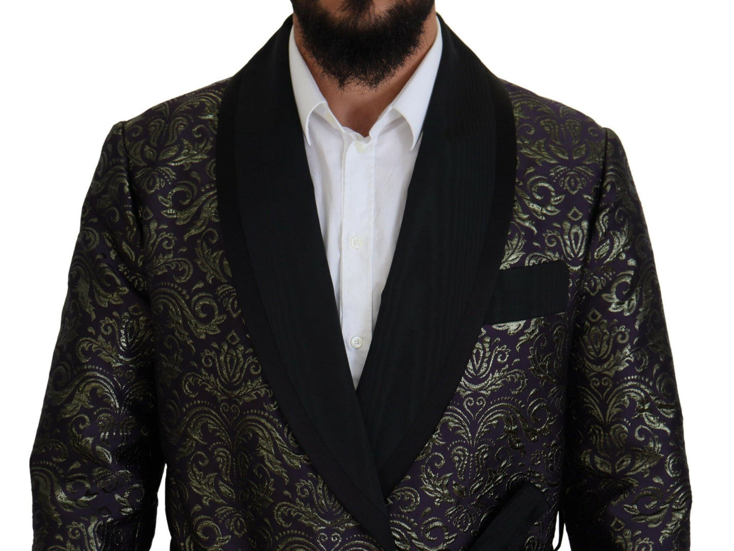 Dolce & Gabbana Gold Purple Baroque Jacket Blazer Robe