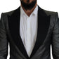 Dolce & Gabbana Black Silver Jacquard Slim Fit Jacket Blazer