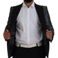 Dolce & Gabbana Black Silver Jacquard Slim Fit Jacket Blazer