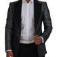 Dolce & Gabbana Black Silver Jacquard Slim Fit Jacket Blazer