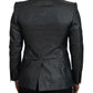 Dolce & Gabbana Black Silver Jacquard Slim Fit Jacket Blazer