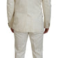 Dolce & Gabbana Off White Gold Striped Tuxedo Slim Fit Suit