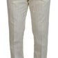 Dolce & Gabbana Off White Gold Striped Tuxedo Slim Fit Suit