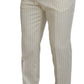 Dolce & Gabbana Off White Gold Striped Tuxedo Slim Fit Suit