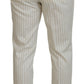 Dolce & Gabbana Off White Gold Striped Tuxedo Slim Fit Suit