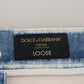 Dolce & Gabbana Blue Ceasar Denim Cotton Loose Fit Jeans