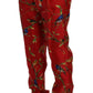 Dolce & Gabbana Red Silk Bird Print Dress Pants