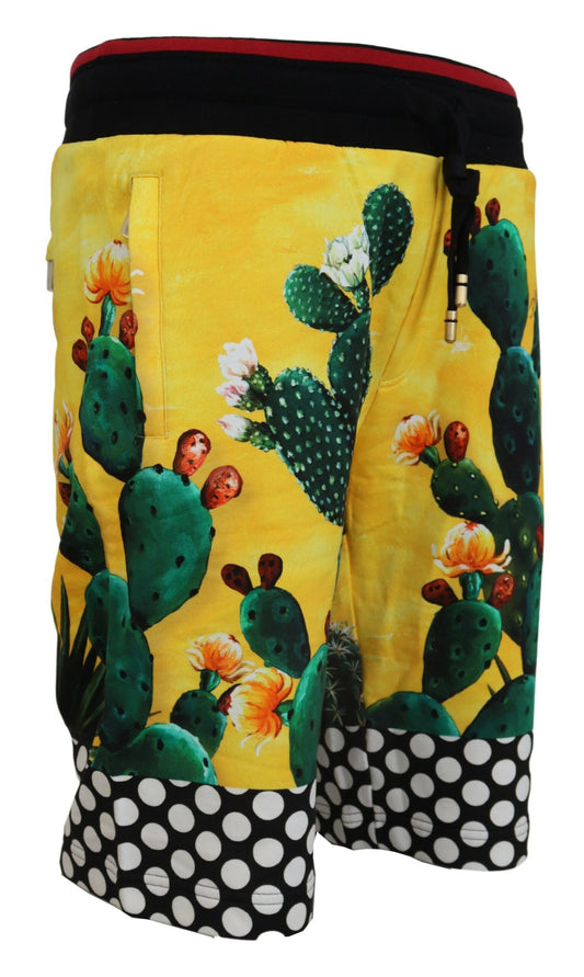 Dolce & Gabbana Yellow Green Multicolor Cactus Print Shorts