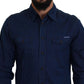 Dolce & Gabbana Blue Denim Cotton Slim Fit GOLD Shirt