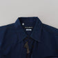 Dolce & Gabbana Blue Denim Cotton Slim Fit GOLD Shirt