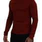 Dolce & Gabbana Maroon Cotton Turtle Neck Zip Sweater