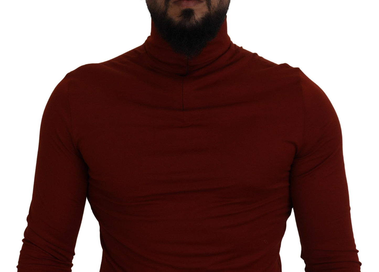 Dolce & Gabbana Maroon Cotton Turtle Neck Zip Sweater