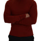 Dolce & Gabbana Maroon Cotton Turtle Neck Zip Sweater