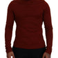 Dolce & Gabbana Maroon Cotton Turtle Neck Zip Sweater