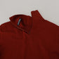 Dolce & Gabbana Maroon Cotton Turtle Neck Zip Sweater