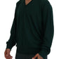 Dolce & Gabbana Green Cashmere V-neck Pullover Sweater