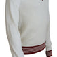 Dolce & Gabbana White Red Knitted V-neck Pullover Sweater