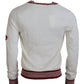 Dolce & Gabbana White Red Knitted V-neck Pullover Sweater