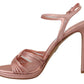 Prada Pink Leather Ankle Strap Stiletto Heels Sandals