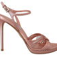 Prada Pink Leather Ankle Strap Stiletto Heels Sandals