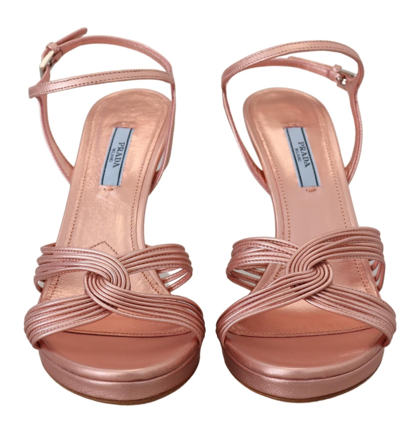 Prada Pink Leather Ankle Strap Stiletto Heels Sandals