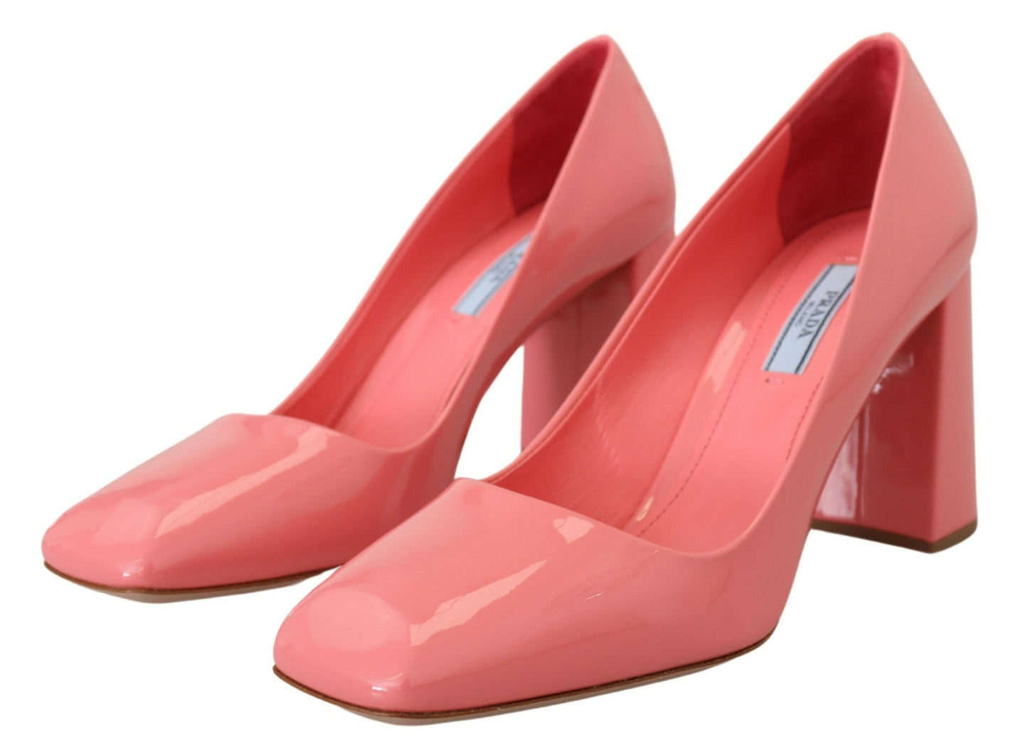 Prada Pink Patent Leather Block Heel Pumps