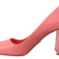 Prada Pink Patent Leather Block Heel Pumps