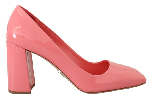 Prada Pink Patent Leather Block Heel Pumps