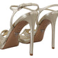 Prada Gold Leather Ankle Strap Stiletto Heels Sandals