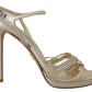 Prada Gold Leather Ankle Strap Stiletto Heels Sandals