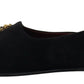 Dolce & Gabbana Black Suede Gold Cross Slip On Loafers Shoes