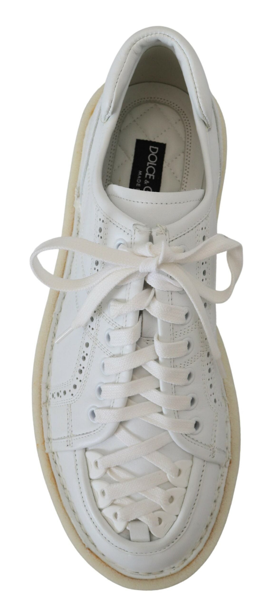 Dolce & Gabbana White Leather Low Top Oxford Sneakers Casual Shoes