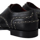 Dolce & Gabbana Black Leather Derby Dress Studded Shoes