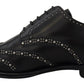 Dolce & Gabbana Black Leather Derby Dress Studded Shoes