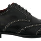 Dolce & Gabbana Black Leather Derby Dress Studded Shoes