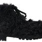 Dolce & Gabbana Black Leather Combat Shearling Boots Shoes